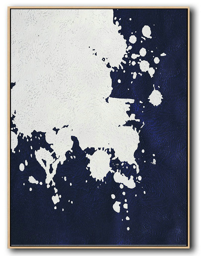Buy Hand Painted Navy Blue Abstract Painting Online,Living Room Canvas Art #R8C2